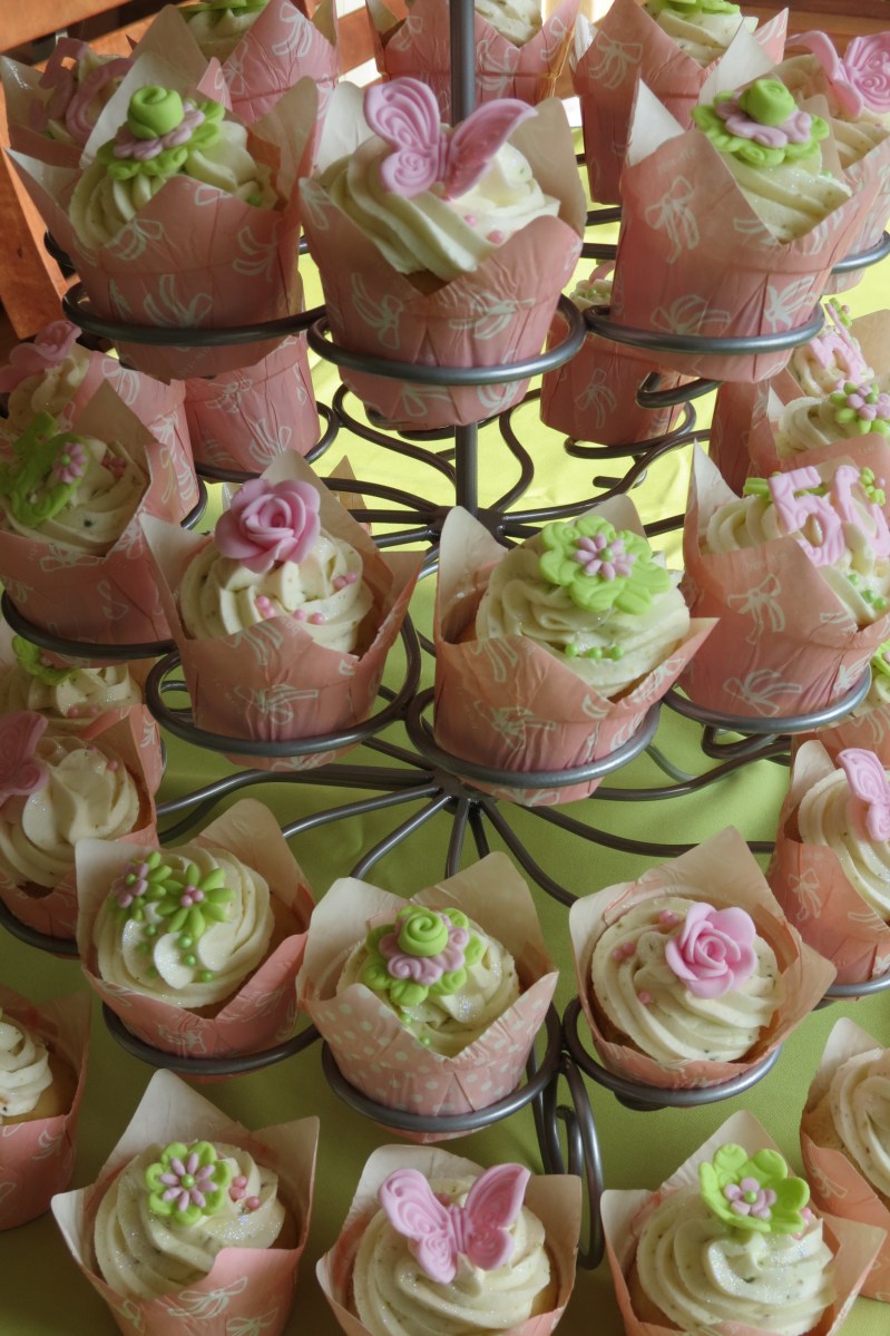 Lime Green & Pink Cupcakes on Stand