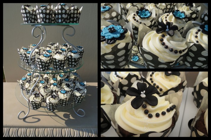 Turquoise & Black Wedding Cupcakes