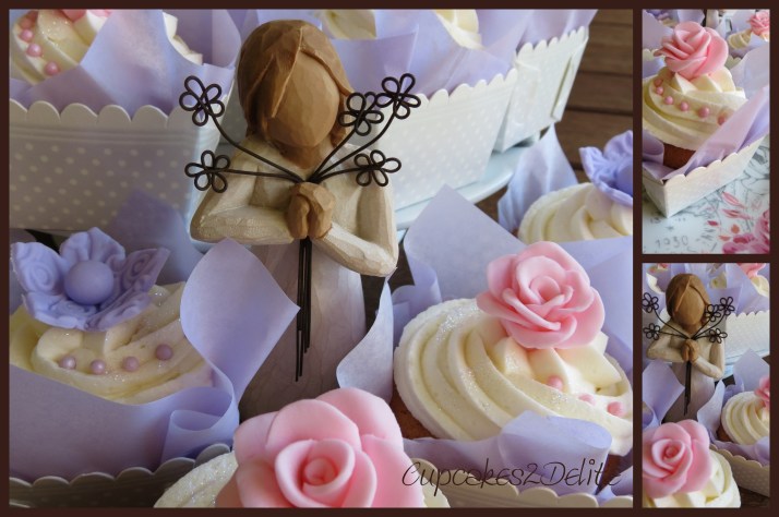 Pink Rose and Lavender Flowers Cupcakes Pink Rose and Lavender Flowers Cupcakes