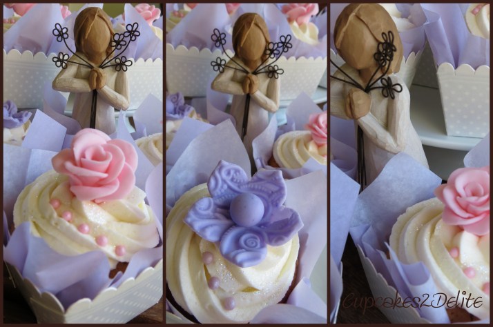 Pink Rose and Lavender Flowers Cupcakes Pink Rose and Lavender Flowers Cupcakes