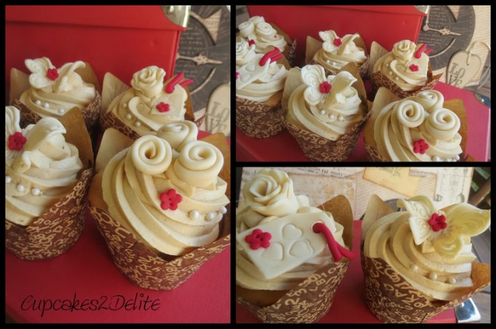 Cream & Red Cupcakes
