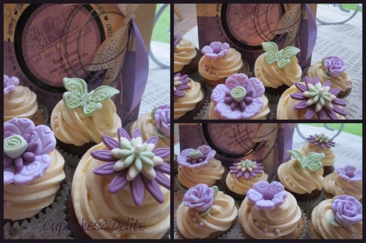 Lavender, Cream & Plum Wedding Cupcakes