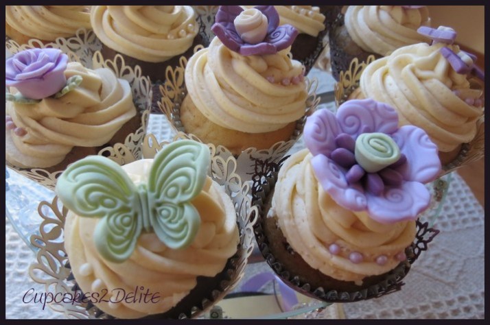 Lavender, Cream & Plum Wedding Cupcakes