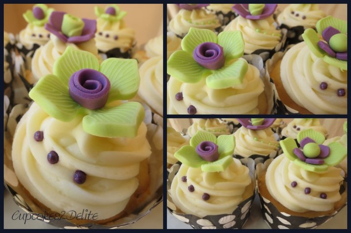 Lime Green & Purple Flower Cupcakes Lime Green & Purple Flower Cupcakes