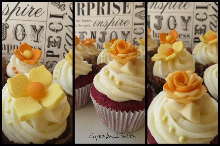 Orange & Yellow Flower Cupcakes