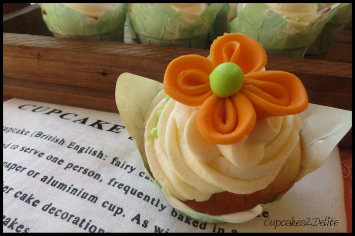 Twisted Orange & Green Flower Cupcakes