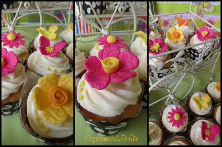 Bright, Funky Flower Cupcakes