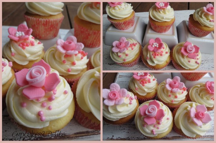 Pink & White Flower Cupcakes