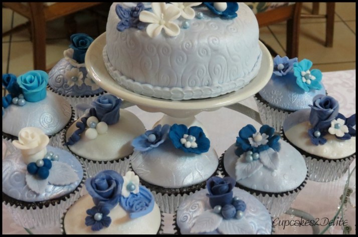 Shades of Blue 50th Cake & Cupcakes