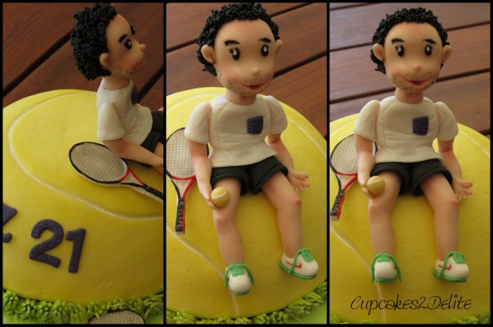Tennis Figurine on Tennis Ball Cake