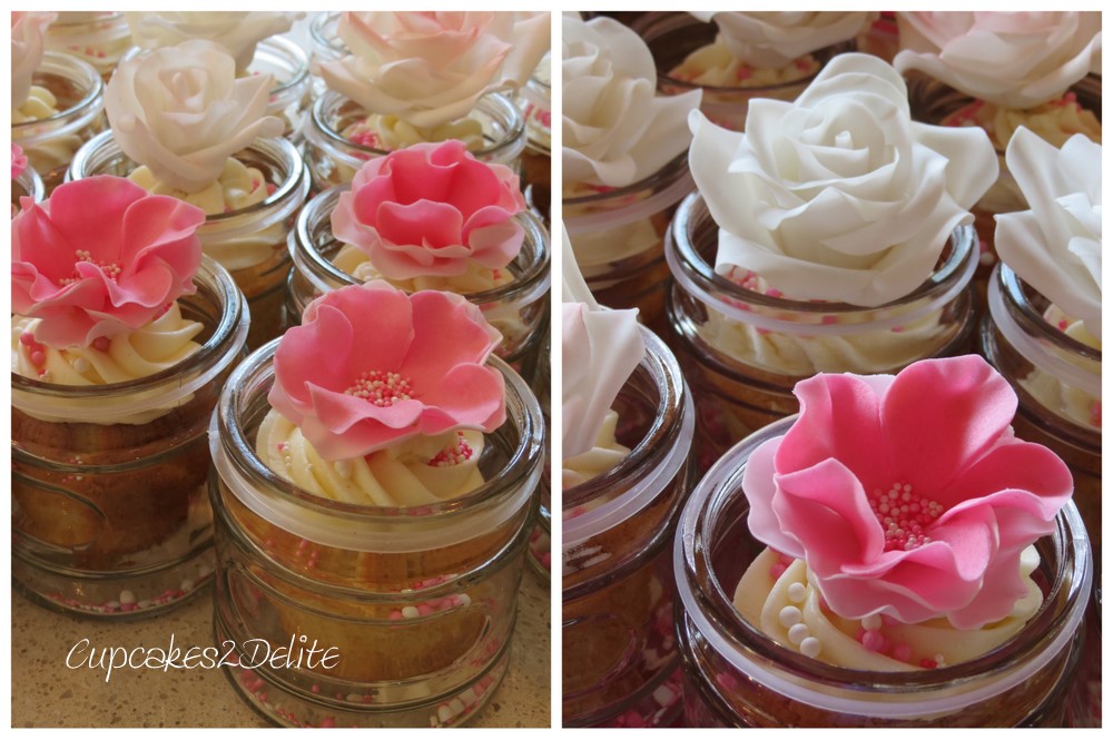 Cupcakes in Jar with Roses and Flowers
