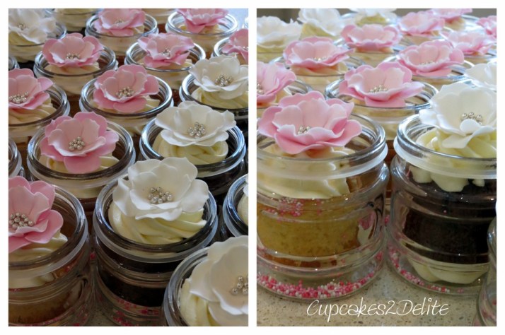 Cupcakes in A Jar, Pink & White Flowers