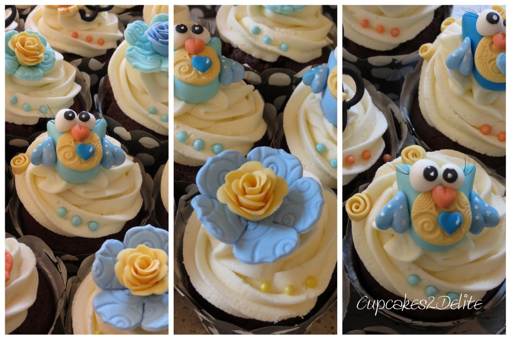 Owl & Flower Cupcakes