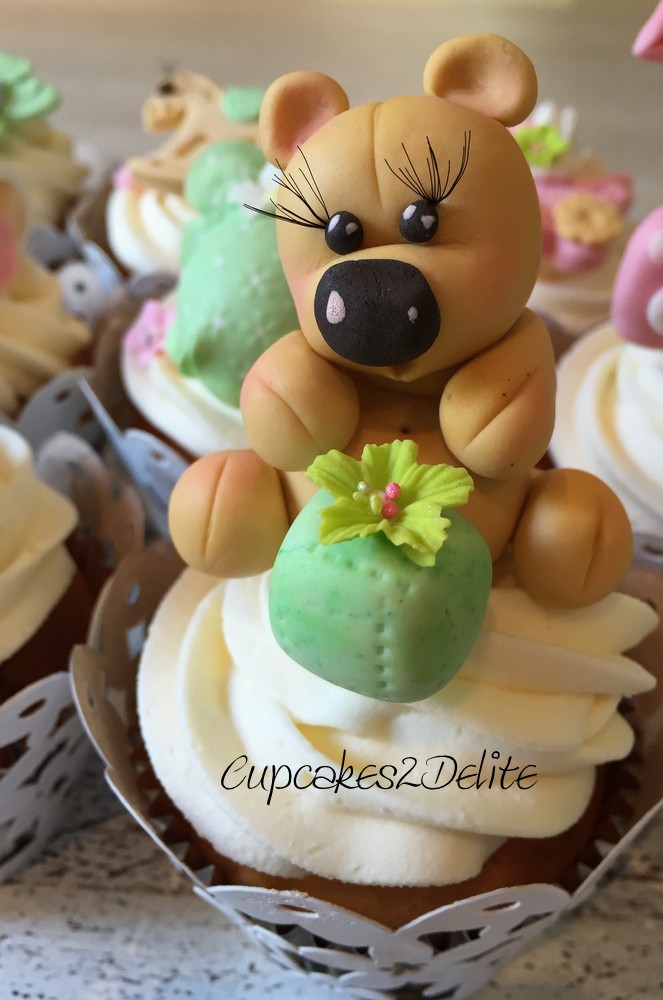 Stork Party Cupcakes with Sugar Paste Teddies
