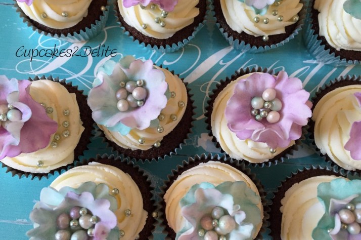 Dragonfly Kissed Flower Cupcakes