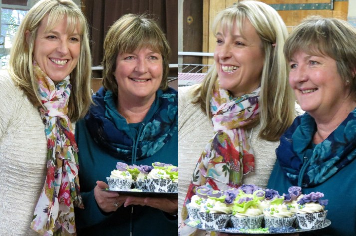 Green & Purple Ruffle Flower Cupcakes
