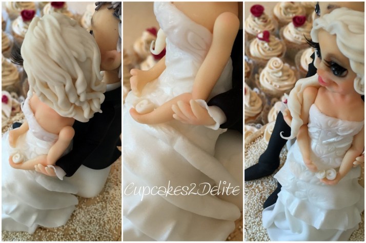 Cream & Burgundy Wedding Cake & Cupcakes