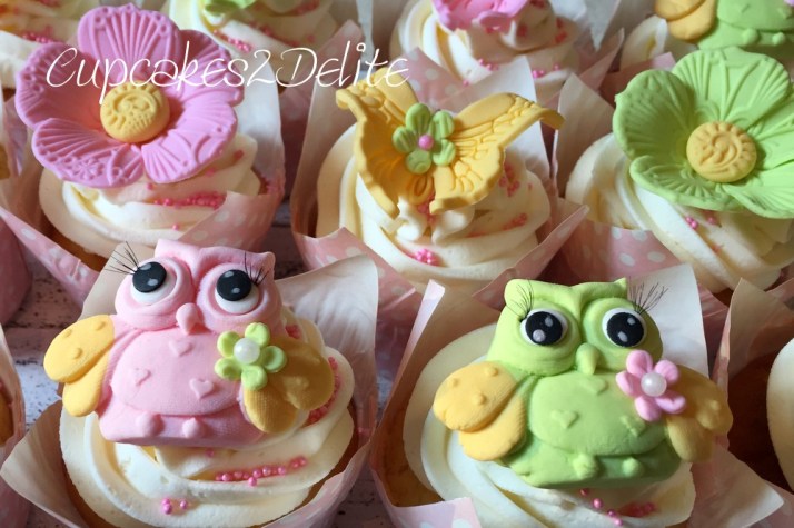 Owl, Flower & Butterfly Cupcakes