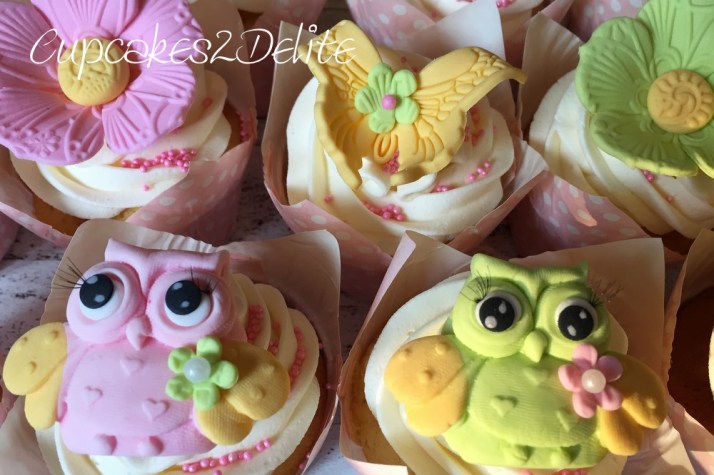 Owl, Flower & Butterfly Cupcakes