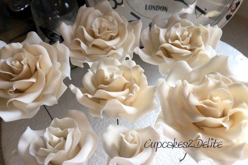 Sugar Paste Roses in Mother of Pearl
