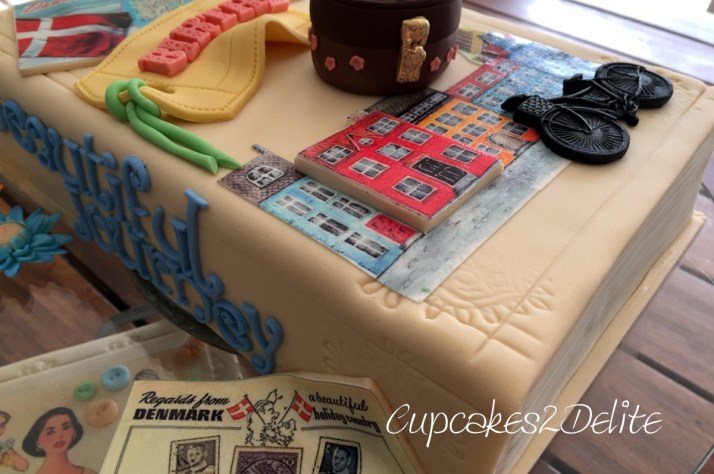 Travelling, Sewing & Gardening Book Cake