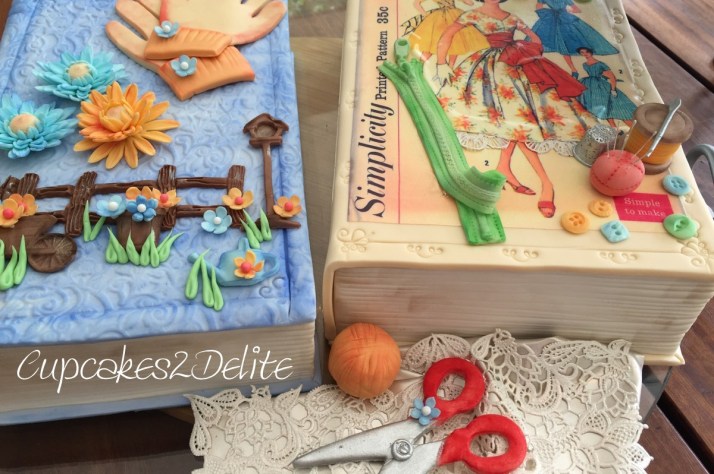 Travelling, Sewing & Gardening Book Cake