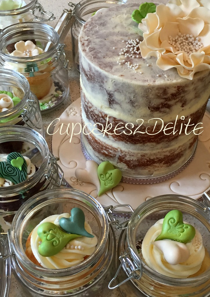 Nature Themed Wedding Cupcakes in a Jar