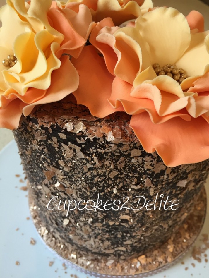 Orange Ruffle Flower Cake