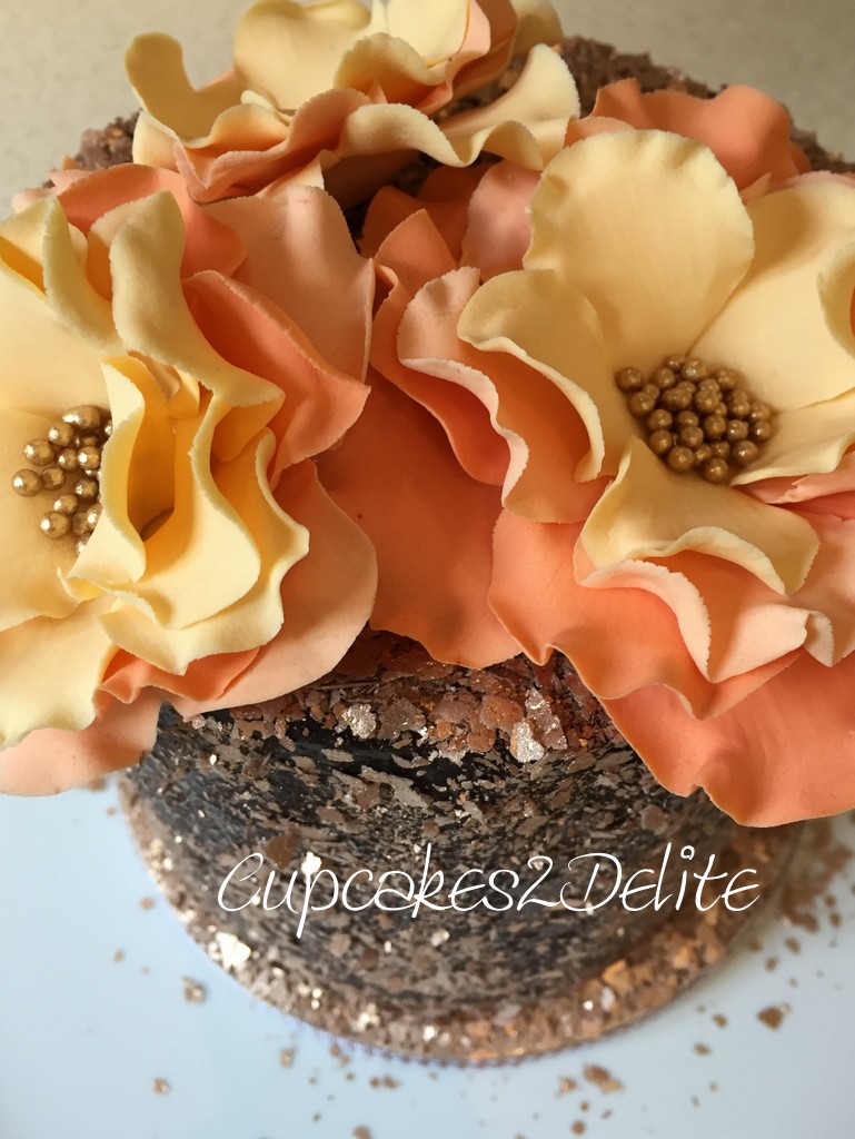 Orange Ruffle Flower Cake