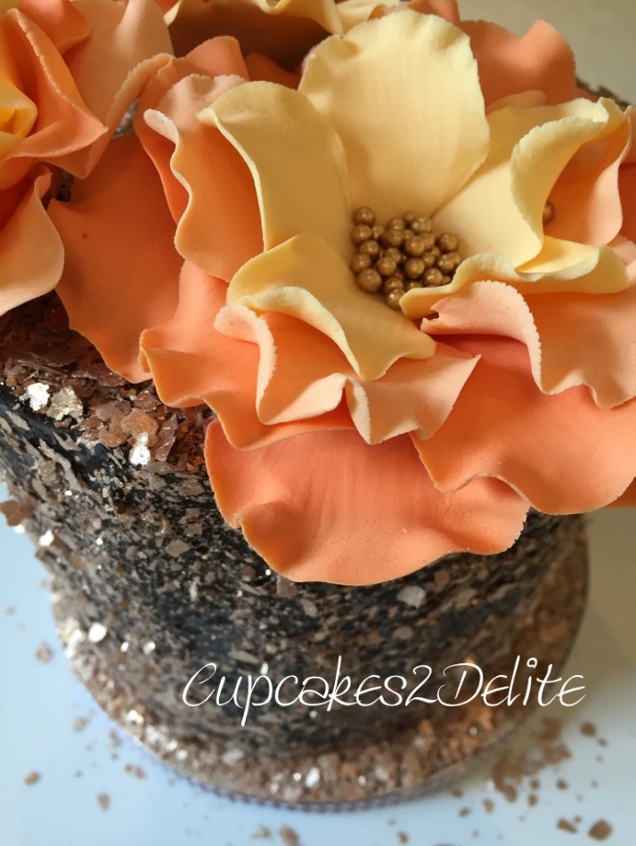 Orange Ruffle Flower Cake