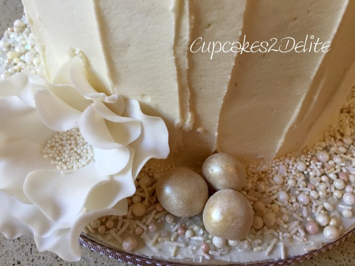 White Ruffle Flower Birthday Cake