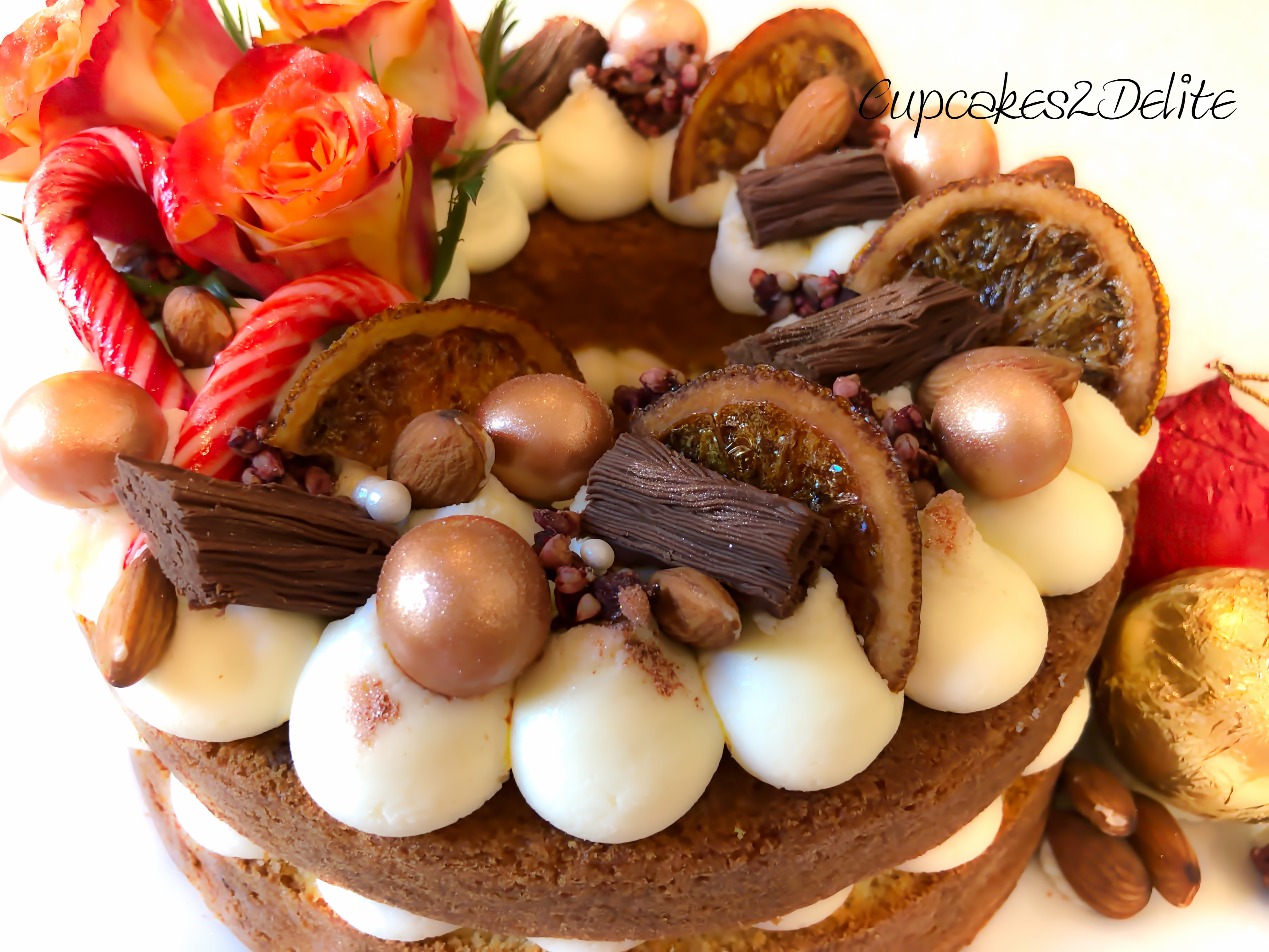 Christmas Wreath Cake with Candied Oranges