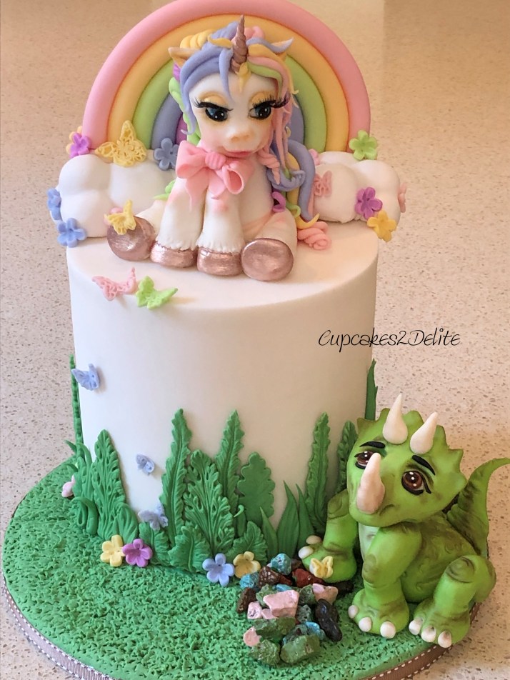 Unicorn & Triceratops Birthday Cake