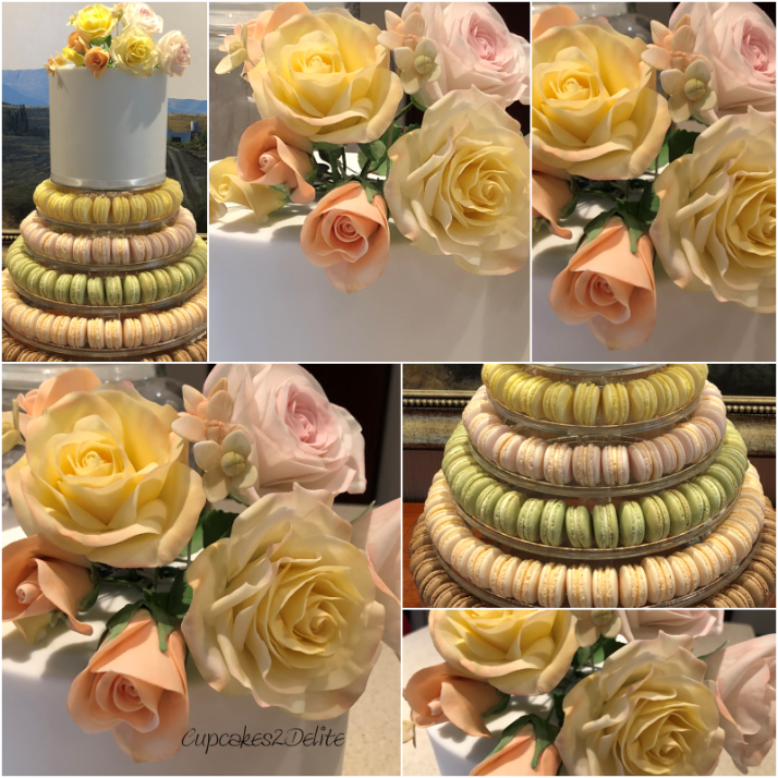 Rose Cake Macaron Tower