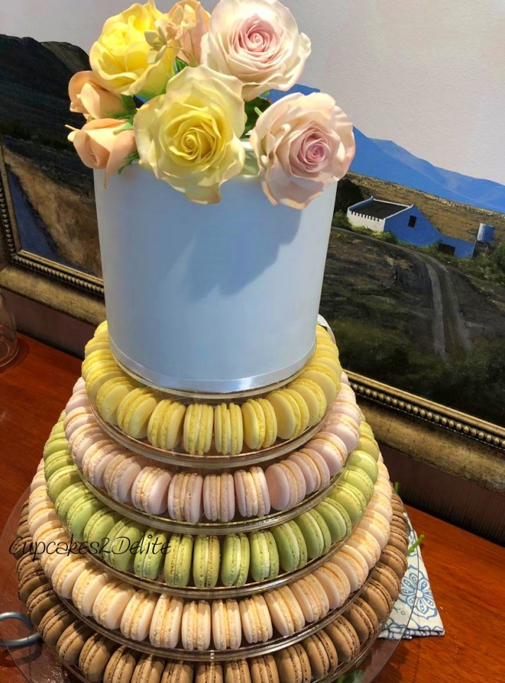 Rose Cake Macaron Tower