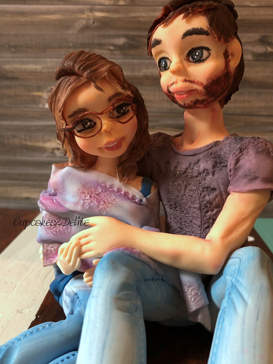 Hippie Wedding Couple Cake Topper